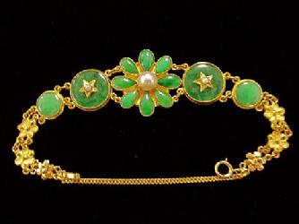 22Kt Gold Bracelet, Chinese bracelet, aloha memorabilia, aloha memorabilia company, jade bracelet, vintage jade